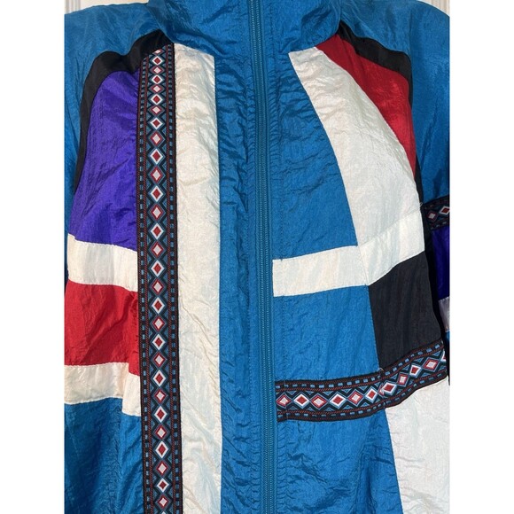 Sunterra Vintage 90s Spirit boho tribal LG Wind Breaker Full Zip Jacket Aztec - Picture 4 of 16